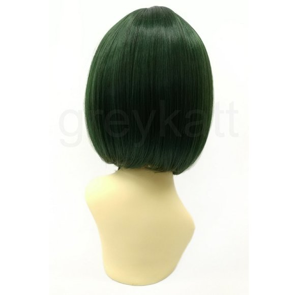 Green long bob heat resistant wig w/ bangs - Picture 3 of 5